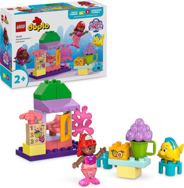 LEGO Duplo Set mit Arielle-Figur und kleinem Café-Stand.