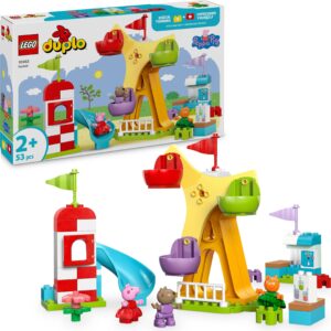 Lego Duplo Set mit Peppa Pig Figuren und Riesenrad, Spielzeug ab 2 Jahren.