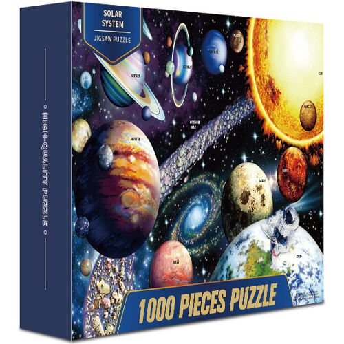 Puzzlebox mit Sonnensystem und Planetenillustrationen, 1000 Teile