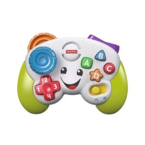 Bunter Spielzeug-Controller mit Tasten und lächelndem Gesicht.