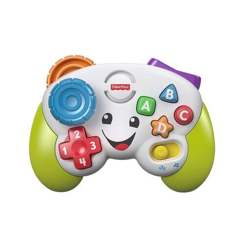 Bunter Spielzeug-Controller mit Tasten und lächelndem Gesicht. Bunter Spielzeug-Controller mit Tasten und lächelndem Gesicht.